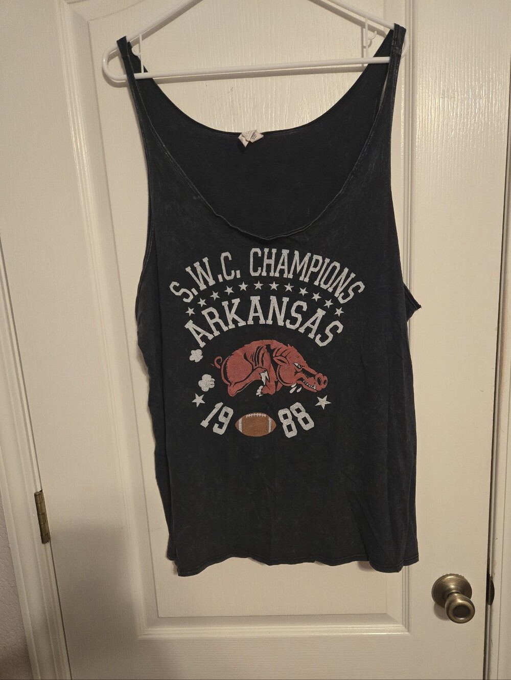 Womens XL Arkansas Razorbacks Vintage Style Tank Top - Black with Red Graphic
